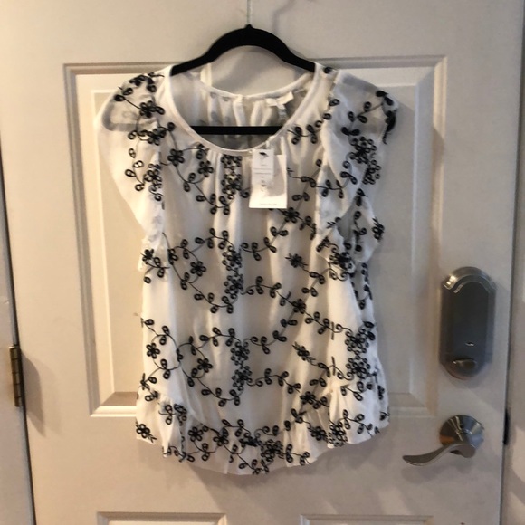 Joie Tops - NWT JOIE CANDIDA SILK CREME AND BLACK BLOUSE